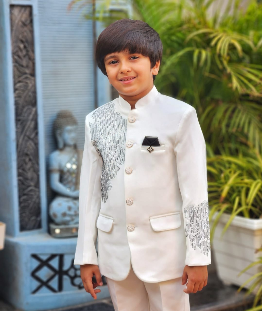 Silver Cascade Bandhgala Suit