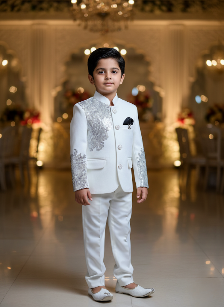 Silver Cascade Bandhgala Suit