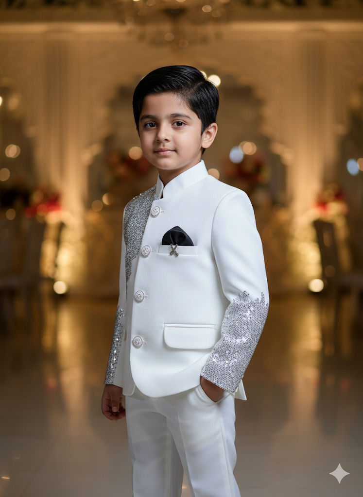 Silver Cascade Bandhgala Suit