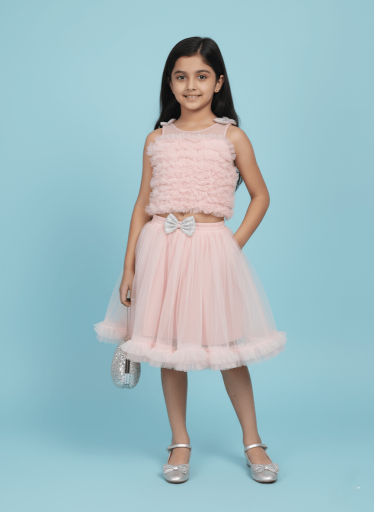 Blush Ballerina Crop Skirt Set