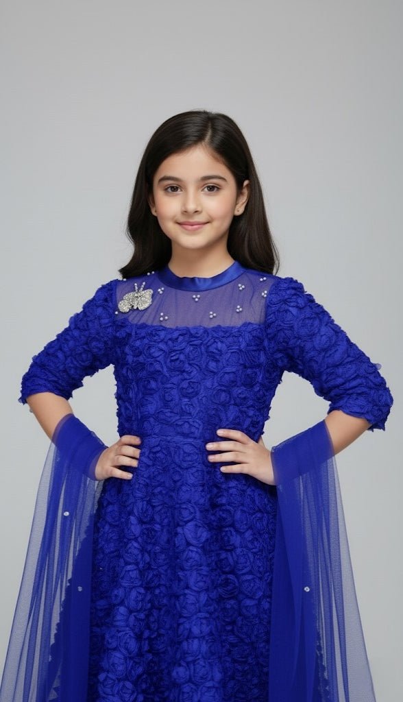 Royal Sapphire Rosette Gown