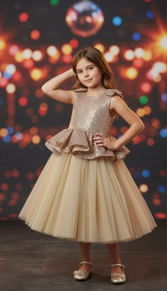 The Golden Peplum Sparkle Gown