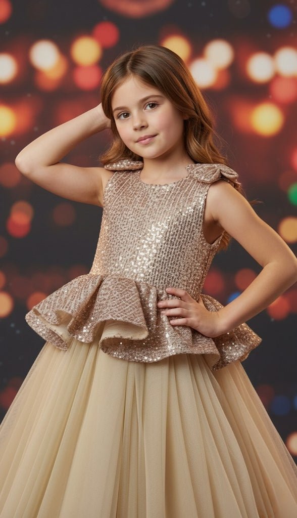 The Golden Peplum Sparkle Gown