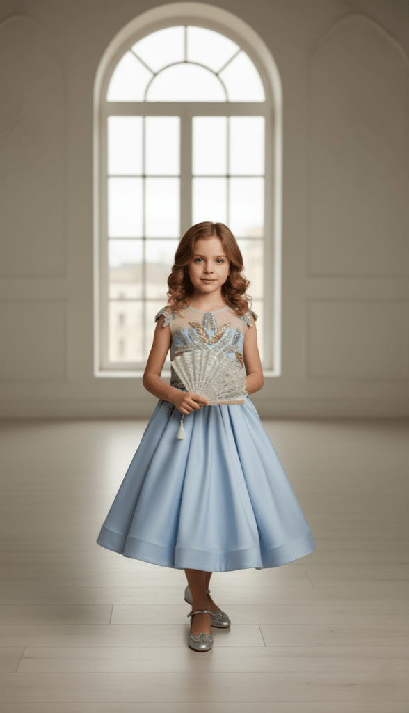 The Celestial Blue Brocade Gown
