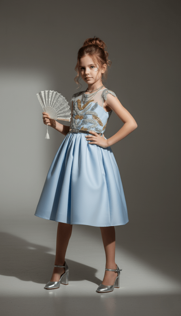 The Celestial Blue Brocade Gown