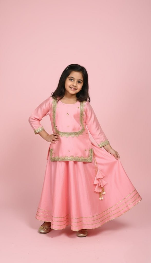 The Rose Petal Zari Skirt Set